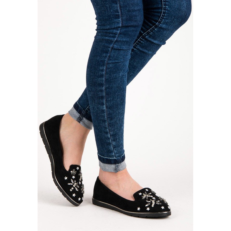 Fama Semišové pány s ozdobami černý 2