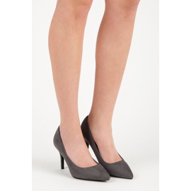 Milaya Šedé semišové podpatky šedá 2