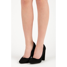 Semišové lodičky na sloupku černý 1