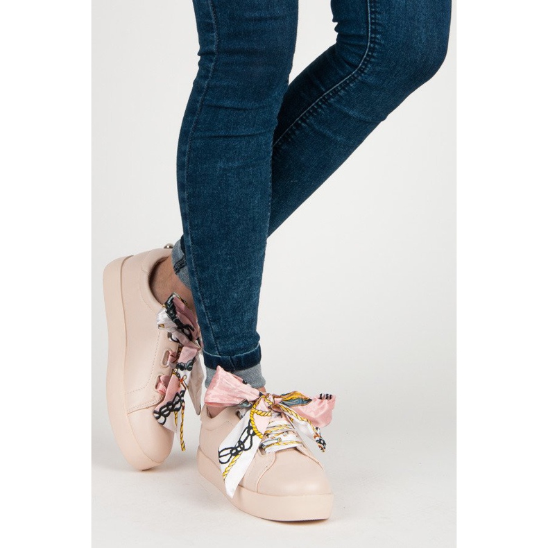 Tenisky zavázané stuhou VICES růžový 2