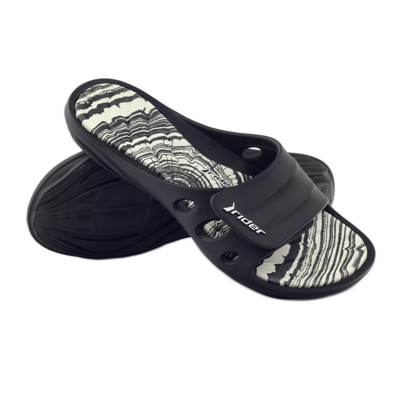Rider 82213 bazénové pantofle na suchý zip černé bílý černý 3