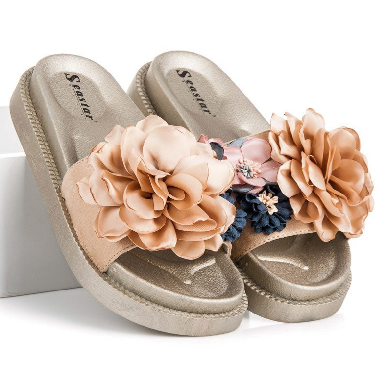 Seastar Dámské pantofle Flowers žlutá 1