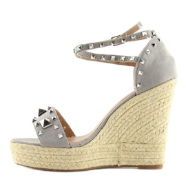 Šedé Espadrilky na klínech šedá 100-862SC šedá 2