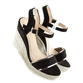 Černé sandály espadrilky na klínech černá 6823 Černá 2