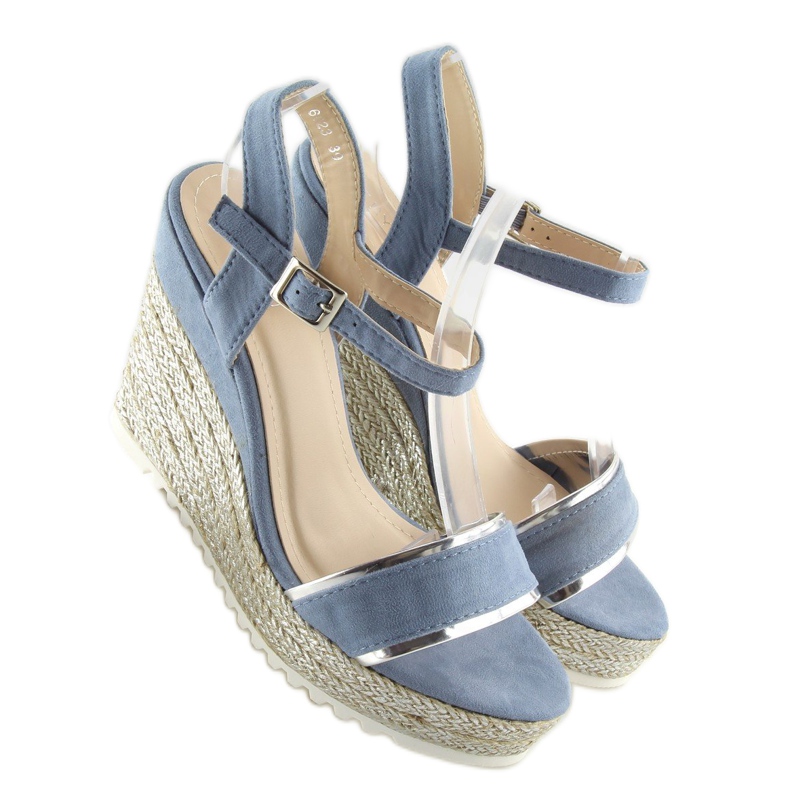 Sandály, espadrilky na klínku, modrá 6823 Modrá modrý 2