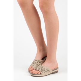 Hasby Dámské prolamované pantofle hnědý 2