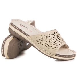 Hasby Dámské prolamované pantofle hnědý 1