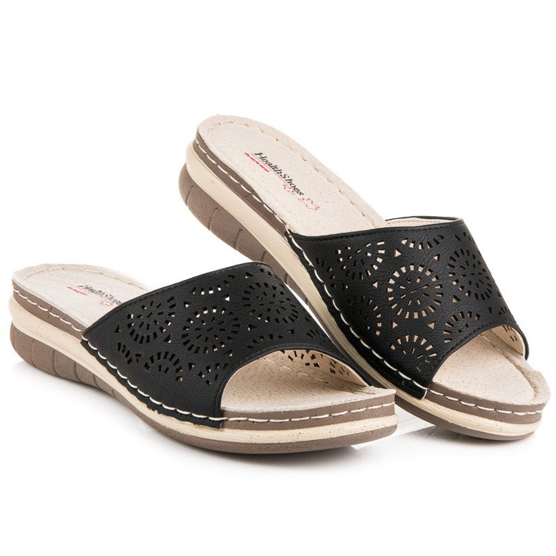 Hasby Dámské prolamované pantofle černá 2 Hasby Dámské prolamované pantofle černá 2