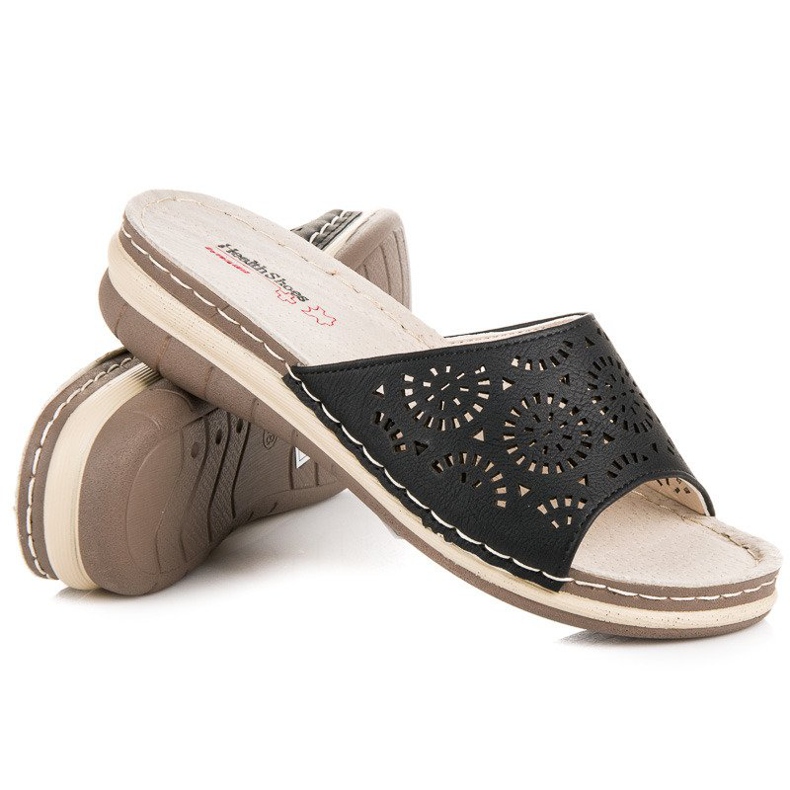 Hasby Dámské prolamované pantofle černá 1