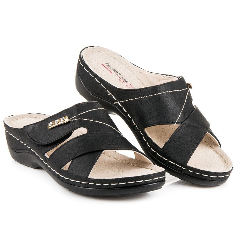 Hasby Pohodlné letní pantofle černá 2