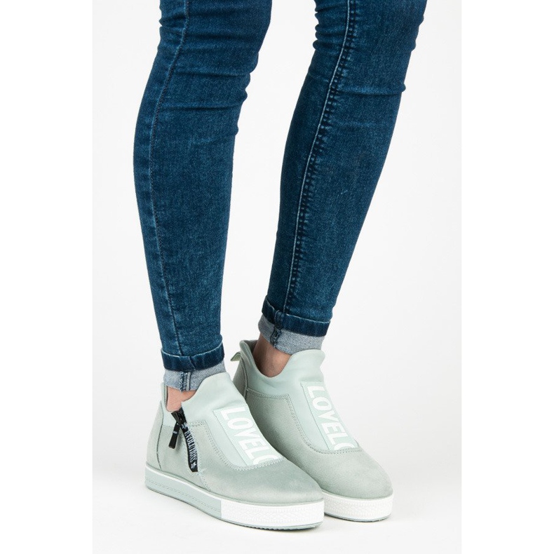 Ideal Shoes Zelené semišové tenisky zelená 1