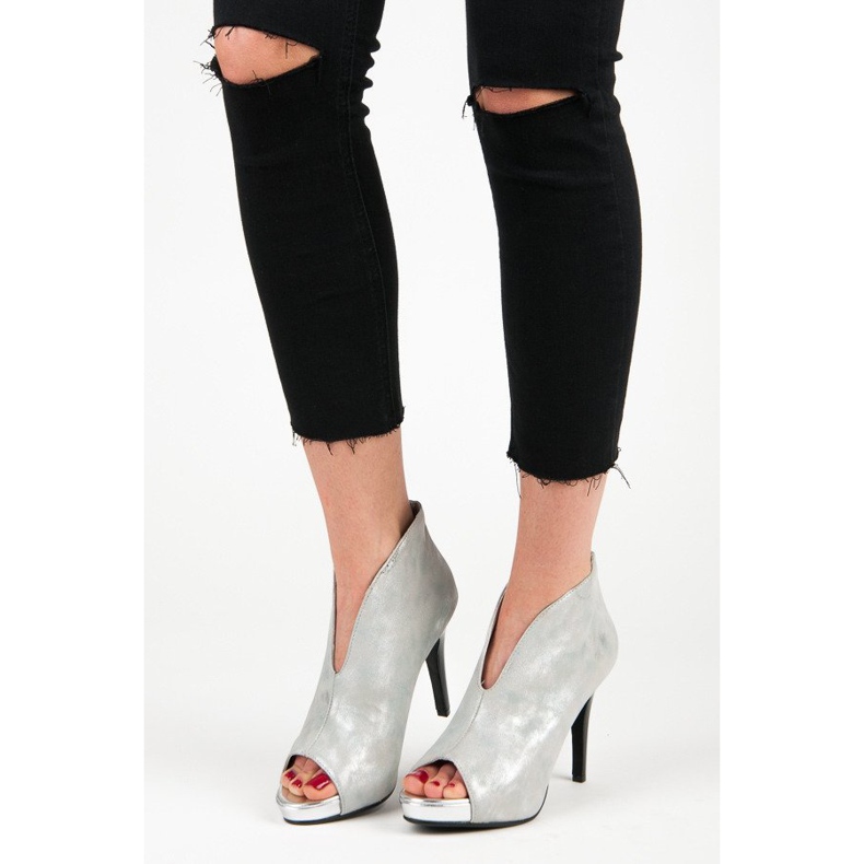 Vinceza Holínky s otevřenou špičkou šedá 1