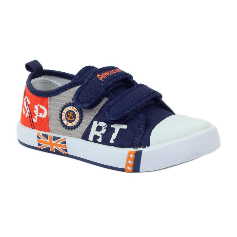 American Club Americké tenisky sneakers kožená stélka námořnická modř šedá pomerančový 1