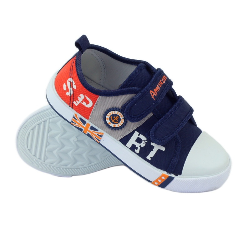 American Club Americké tenisky sneakers kožená stélka námořnická modř šedá pomerančový 3