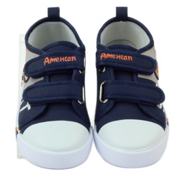 American Club Americké tenisky sneakers kožená stélka námořnická modř šedá pomerančový 4
