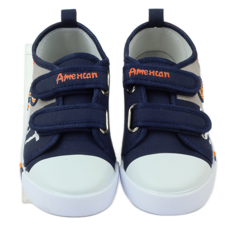 American Club Americké tenisky sneakers kožená stélka námořnická modř šedá pomerančový 4