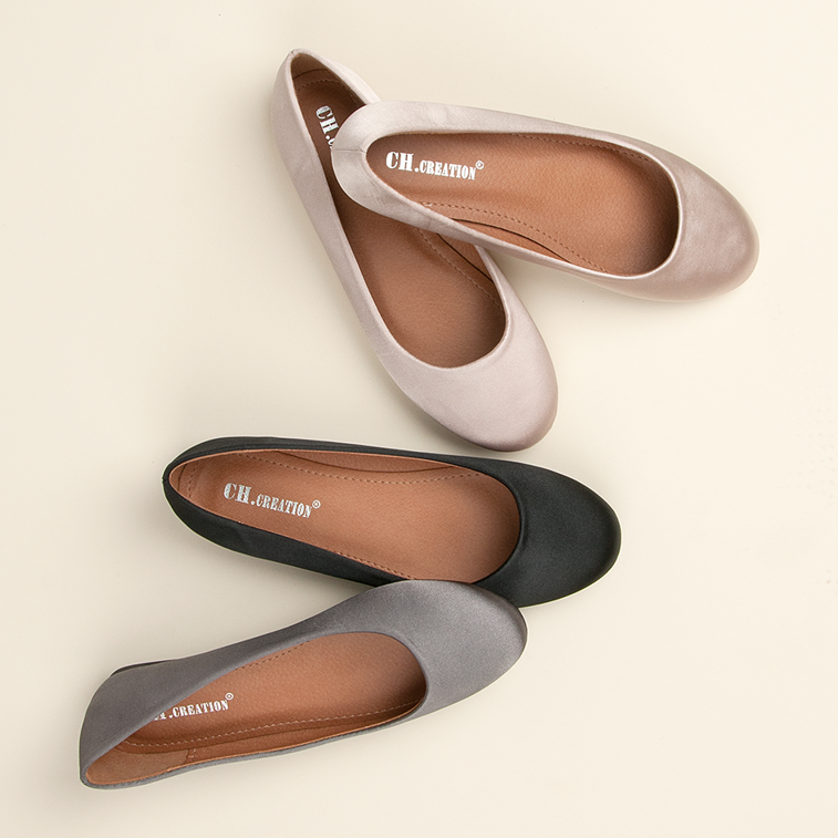 Ch. Creation Saténové šedé balerínky šedá 1