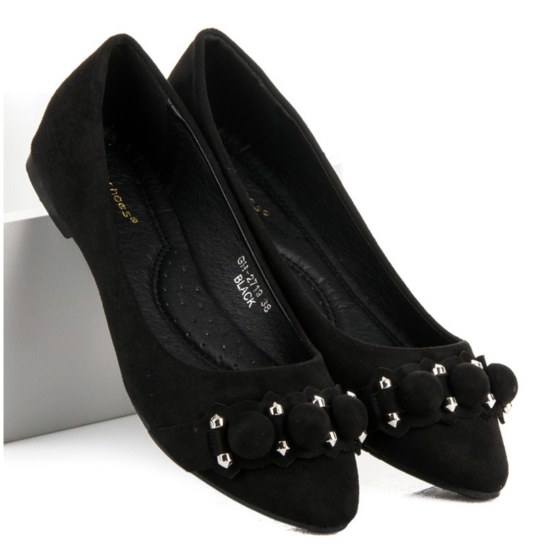 Ideal Shoes Stylové černé baleríny černý 2