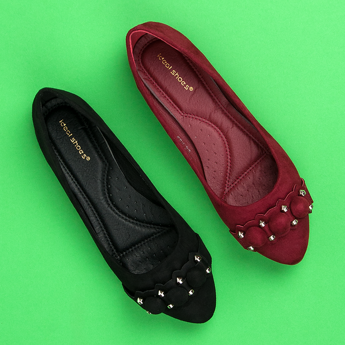 Ideal Shoes Stylové černé baleríny černá 1