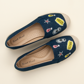 Sweet Shoes Džínové espadrilky s nášivkami námořnická modř 1
