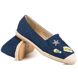 Sweet Shoes Džínové espadrilky s nášivkami námořnická modř 2