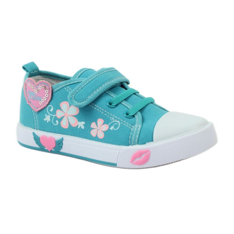 American Club Americké tenisky srdce s koženou stélkou zelená modrý 1