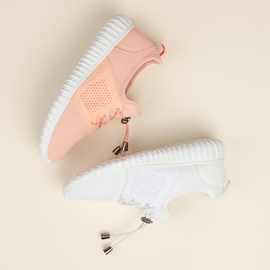 Lososové tenisky s lemem růžový 2 Lososové tenisky s lemem růžový 2