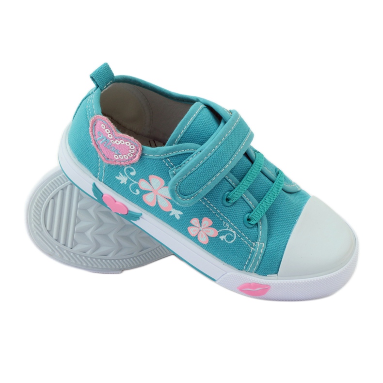 American Club Americké tenisky srdce s koženou stélkou zelená modrý 3