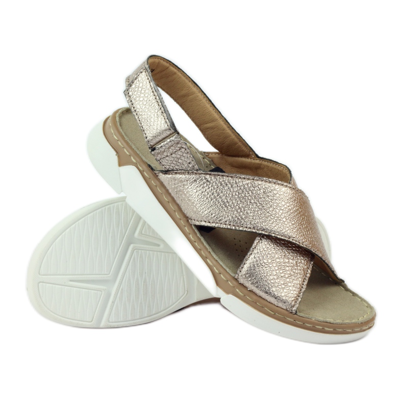 Filippo Pohodlné zlaté sandály na suchý zip zlatý 3