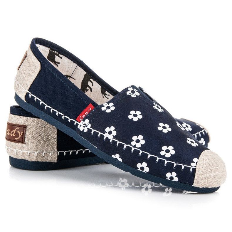 L. Day Navy Espadrilky V Květinách modrý 2