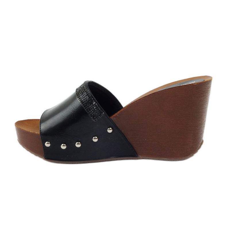 M.Daszyński Klínové pantofle Daszyński se kubickým zirkonem černá 2