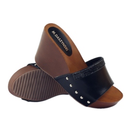 M.Daszyński Klínové pantofle Daszyński se kubickým zirkonem černý 3