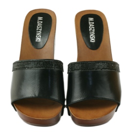 M.Daszyński Klínové pantofle Daszyński se kubickým zirkonem černý 4