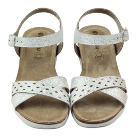 Kožené sandály Inblu 038 stříbrná vložka šedá 4