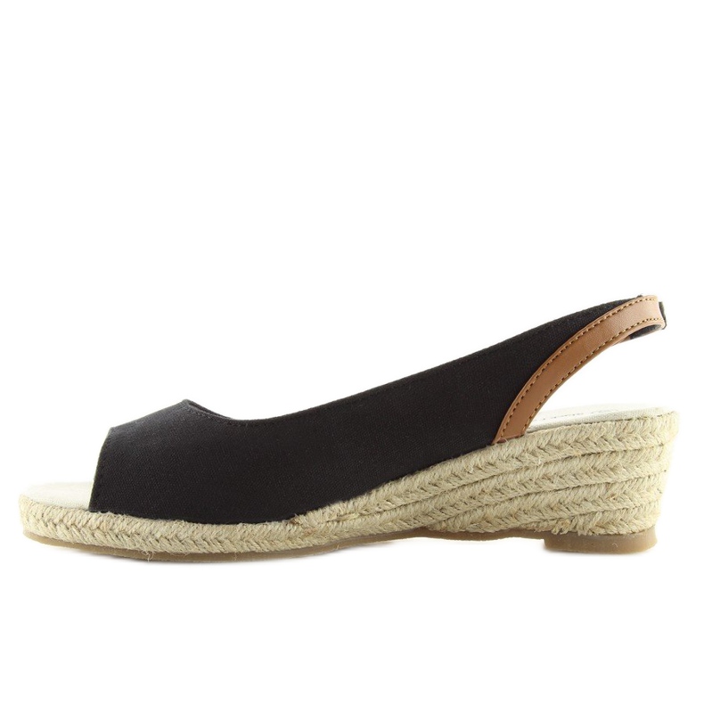 Černé espadrilky na nízkém klínovém podpatku černý 1