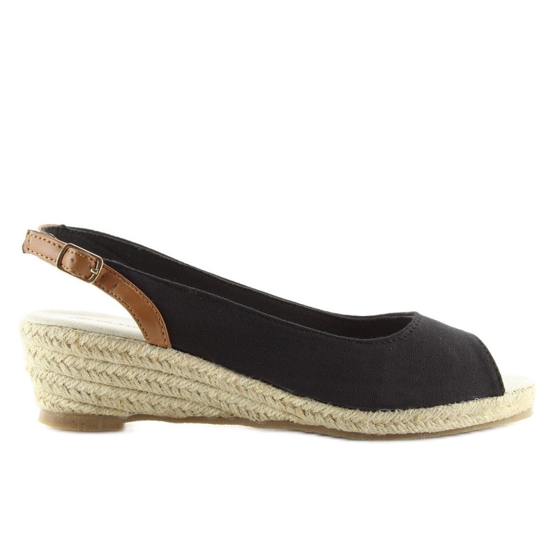 Černé espadrilky na nízkém klínovém podpatku černý 2