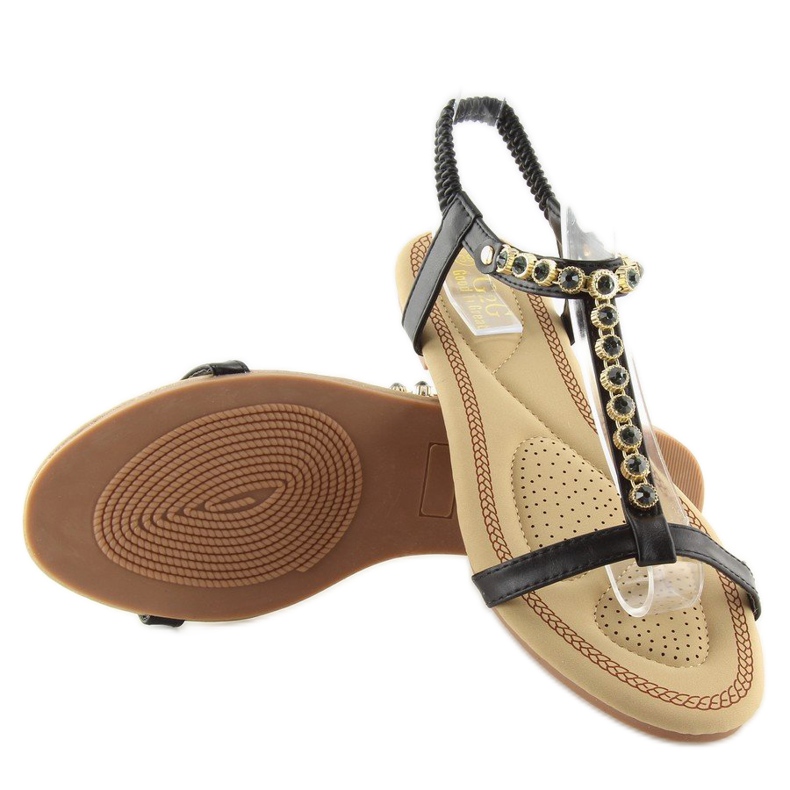 Černé sandály s kubickými zirkony AS10875 Black černá 1