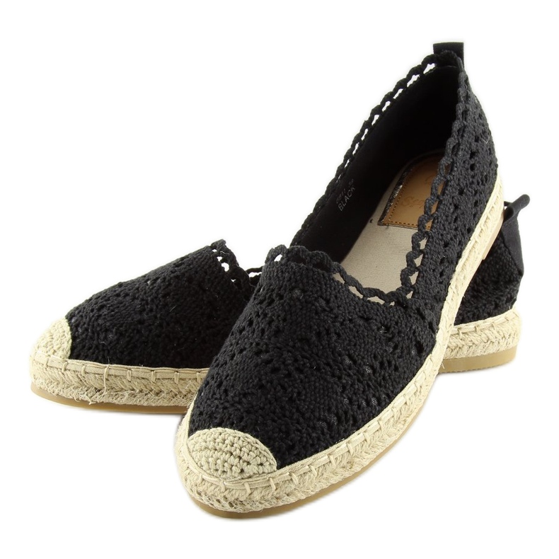 BB11 černé krajkové espadrilky černý 1