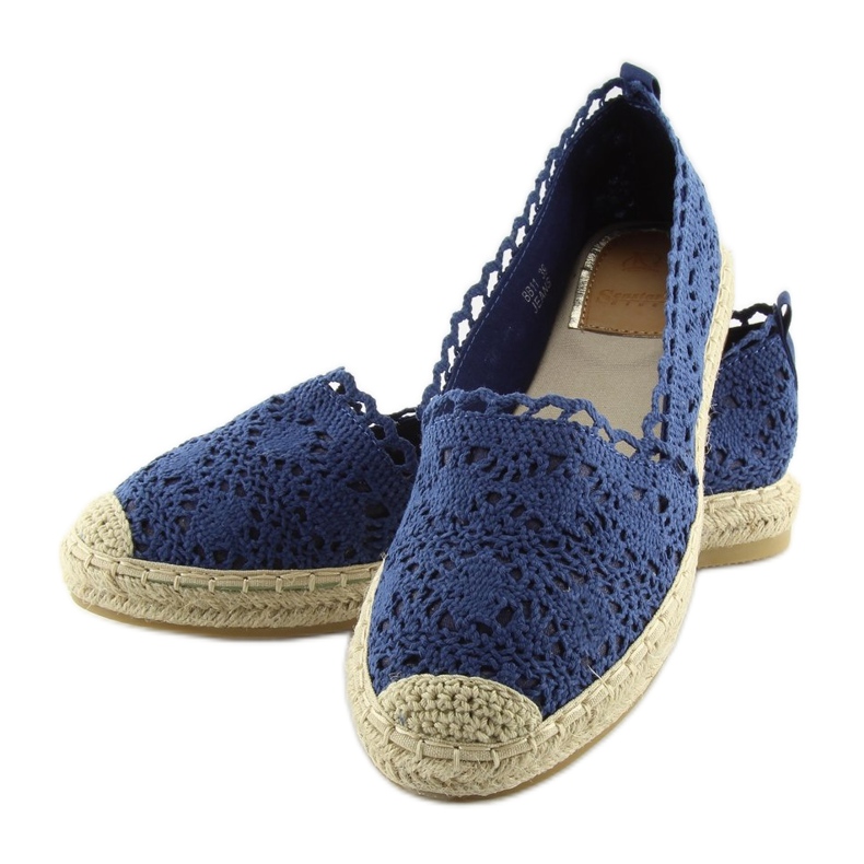 Tmavě modré krajkové espadrilky BB11 džíny námořnická modř 1