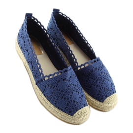 Tmavě modré krajkové espadrilky BB11 džíny námořnická modř 2