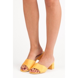 Renda Semišové sandály na vysokém podpatku žlutá 1