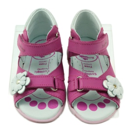 Ren But Kožené dívčí kožené sandály s květem 097 růžové růžový 4