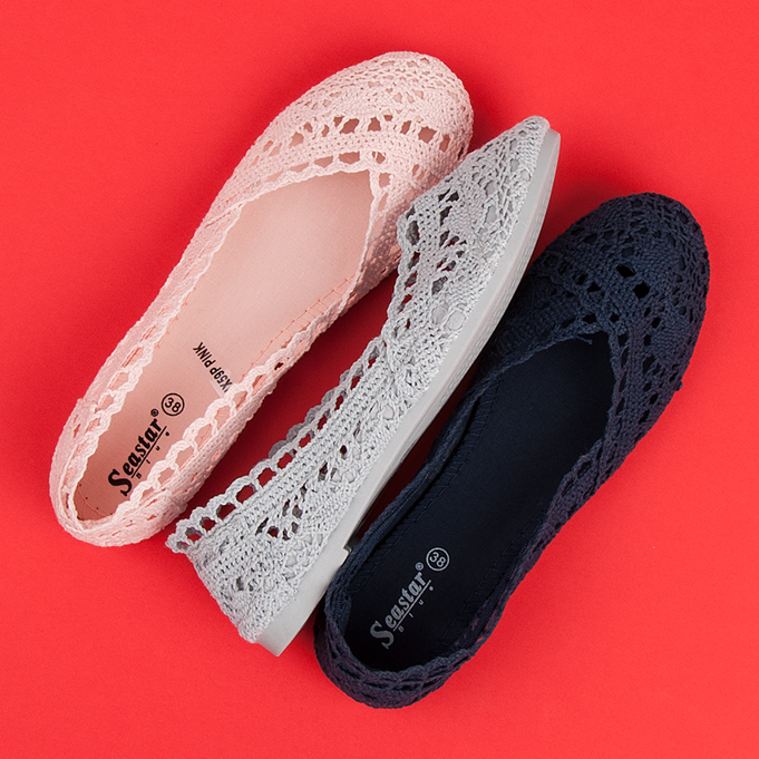 Seastar Šedé krajkové balerínky šedá 2