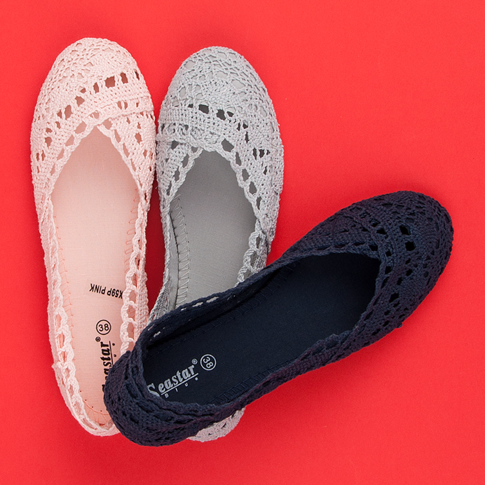 Seastar Šedé krajkové balerínky šedá 1