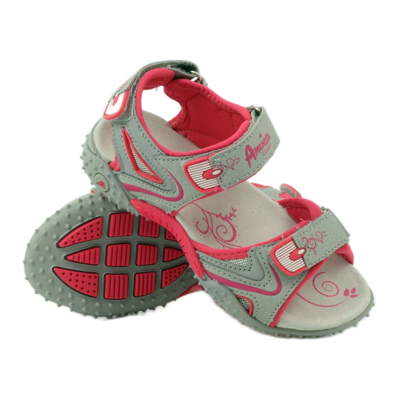 American Club Sandály s americkou koženou vložkou 8580 vícebarevný šedá 3