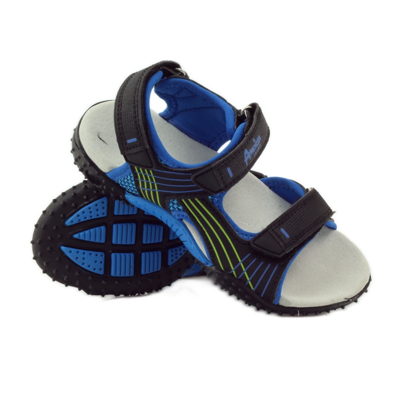 American Club Sandály s americkou koženou vložkou 5261 černá modrý zelená 3