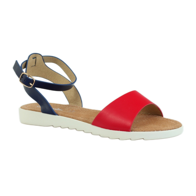 American Club Americké sandály z kůže 170621 červené námořnická modrá 1