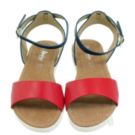 American Club Americké sandály z kůže 170621 červené námořnická modrá 3