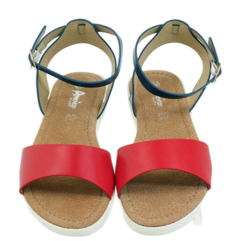 American Club Americké sandály z kůže 170621 červené námořnická modrá 3