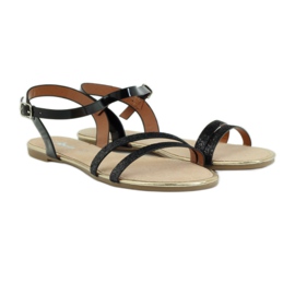 American Club Black American 052 třpytivé sandály černá 3